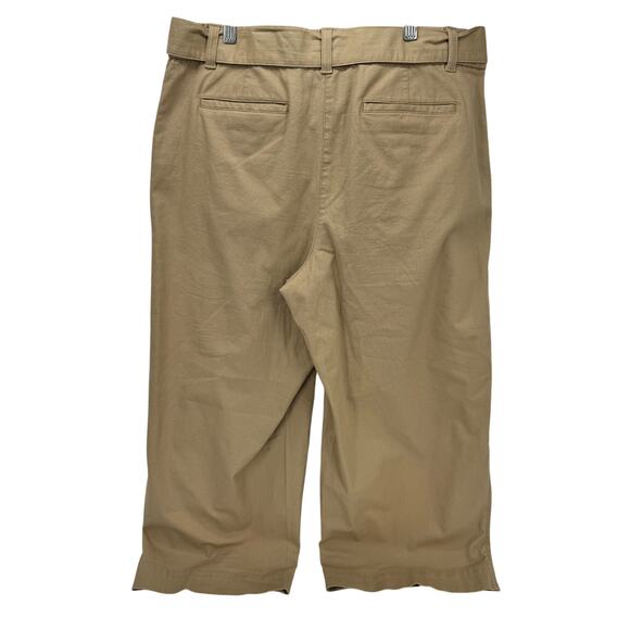 Talbots Cropped Pants Womens 12 Khaki Tan Coastal Cotton Tie Waist + Pockets - Picture 5 of 10